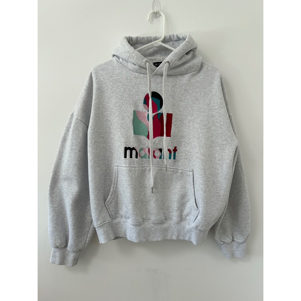 Isabel Marant Etoile Mansel Hoodie Women Size 38 Grey Streetwear Flocked Logo